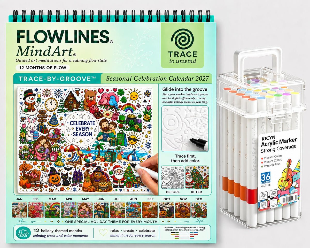 Color The Year 2027 Trace-By-Groove Creative Calendar - Image 1