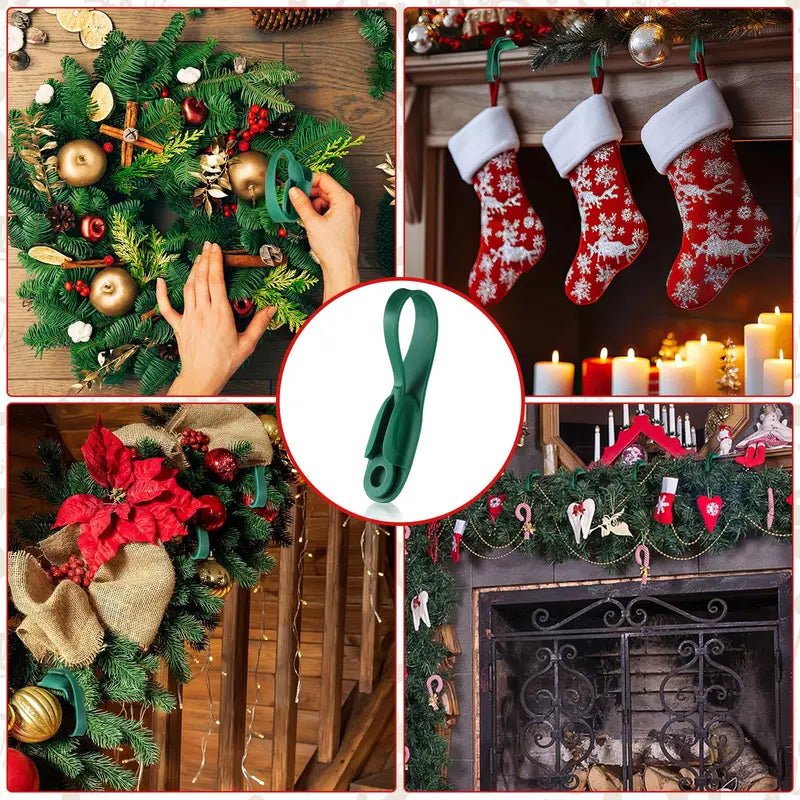 Reusable Silicone Christmas Garland Hangers – 12/24 Pack - Green 24 Pcs