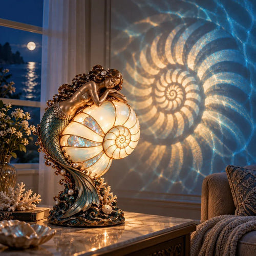 🧜‍♀️ Moon Tide Mermaid Nautilus Lamp