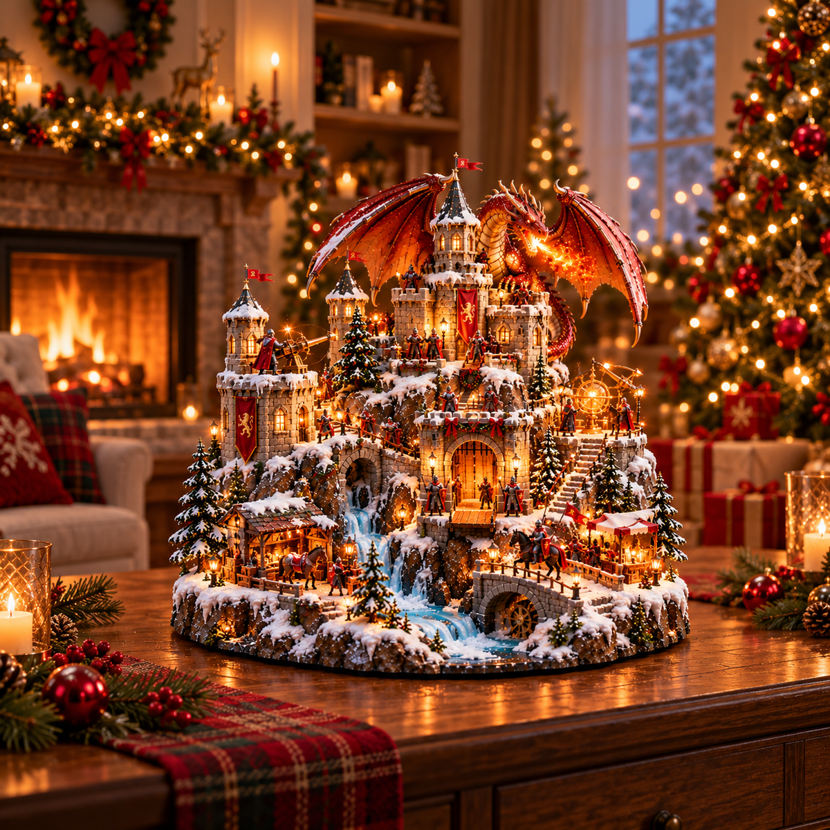 🔥 LAST DAY 49% OFF-🐉🏰 Dragon Kingdom Christmas Castle™ — A Medieval Winter Fantasy Village with Lights