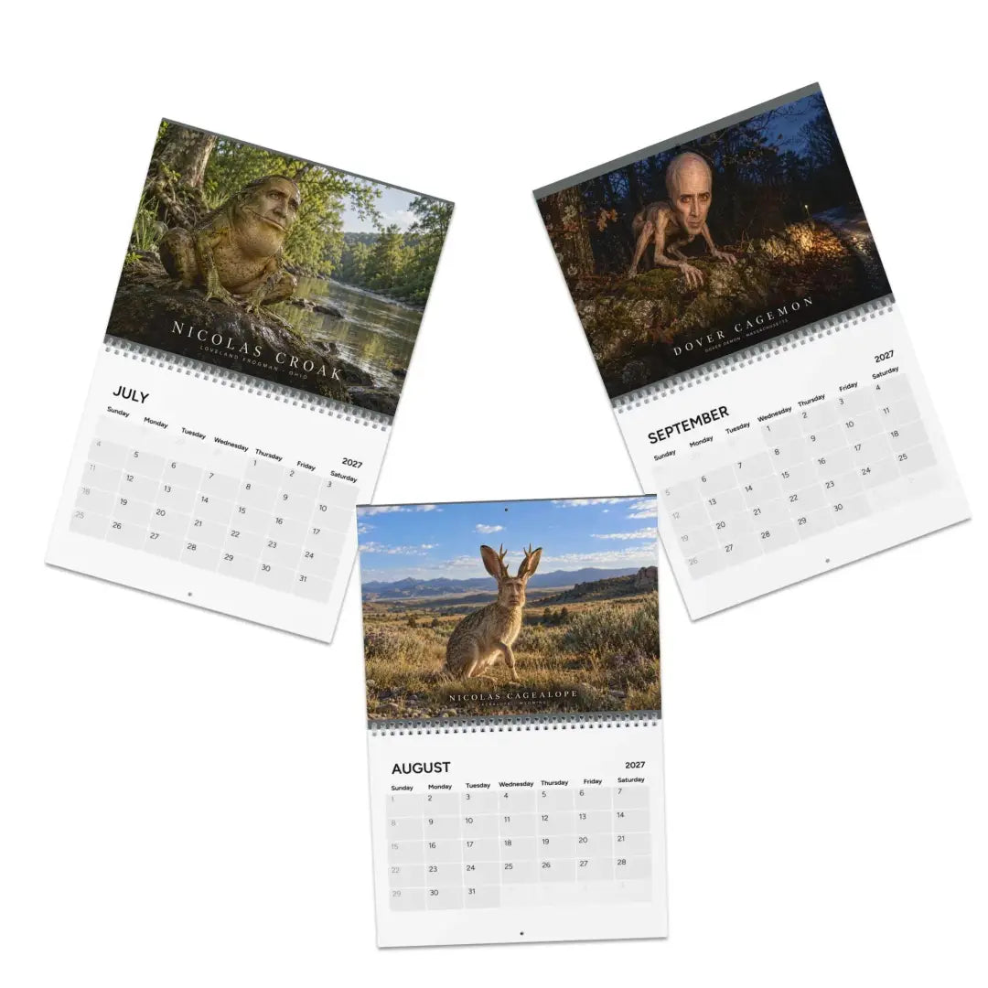 😂 2027 Nic Cage Cryptid Calendar – 12 Months of Legendary Weirdness!