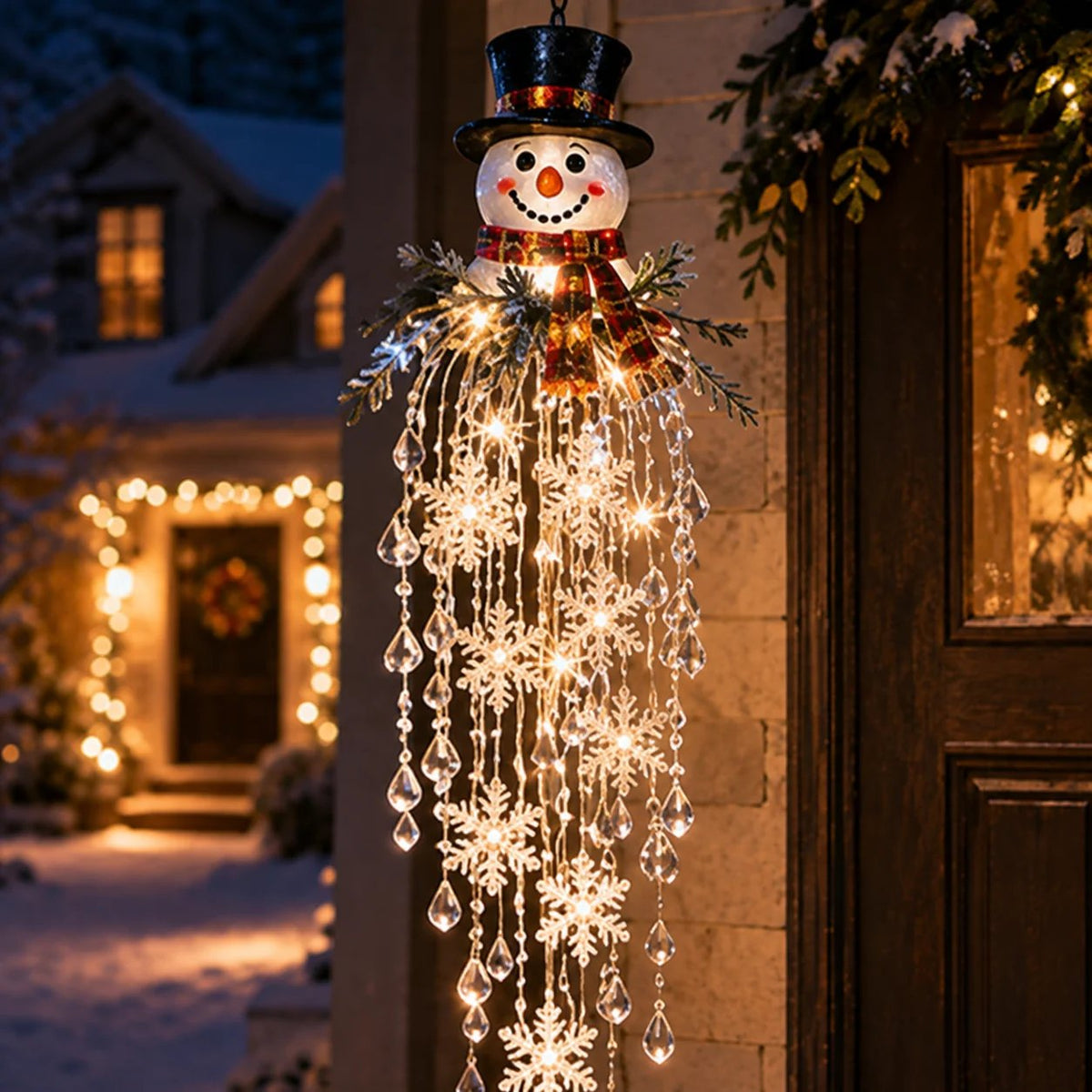 ❄️Crystal Cascade Christmas Light – Hanging Snowflake & Crystal LED Porch Décor ✨