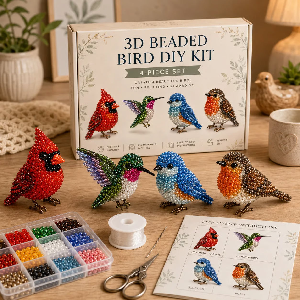 HOT🐾 3D Beaded Pet DIY Kit– Adorable 4-Piece Handmade Pet Craft Set