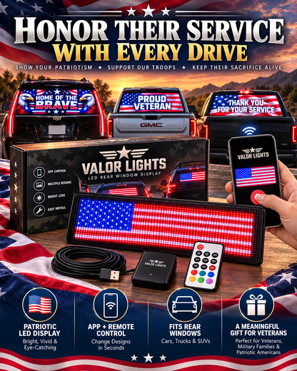 🎁 Patriotic LED Car Display – A Meaningful Gift for Veterans🚙