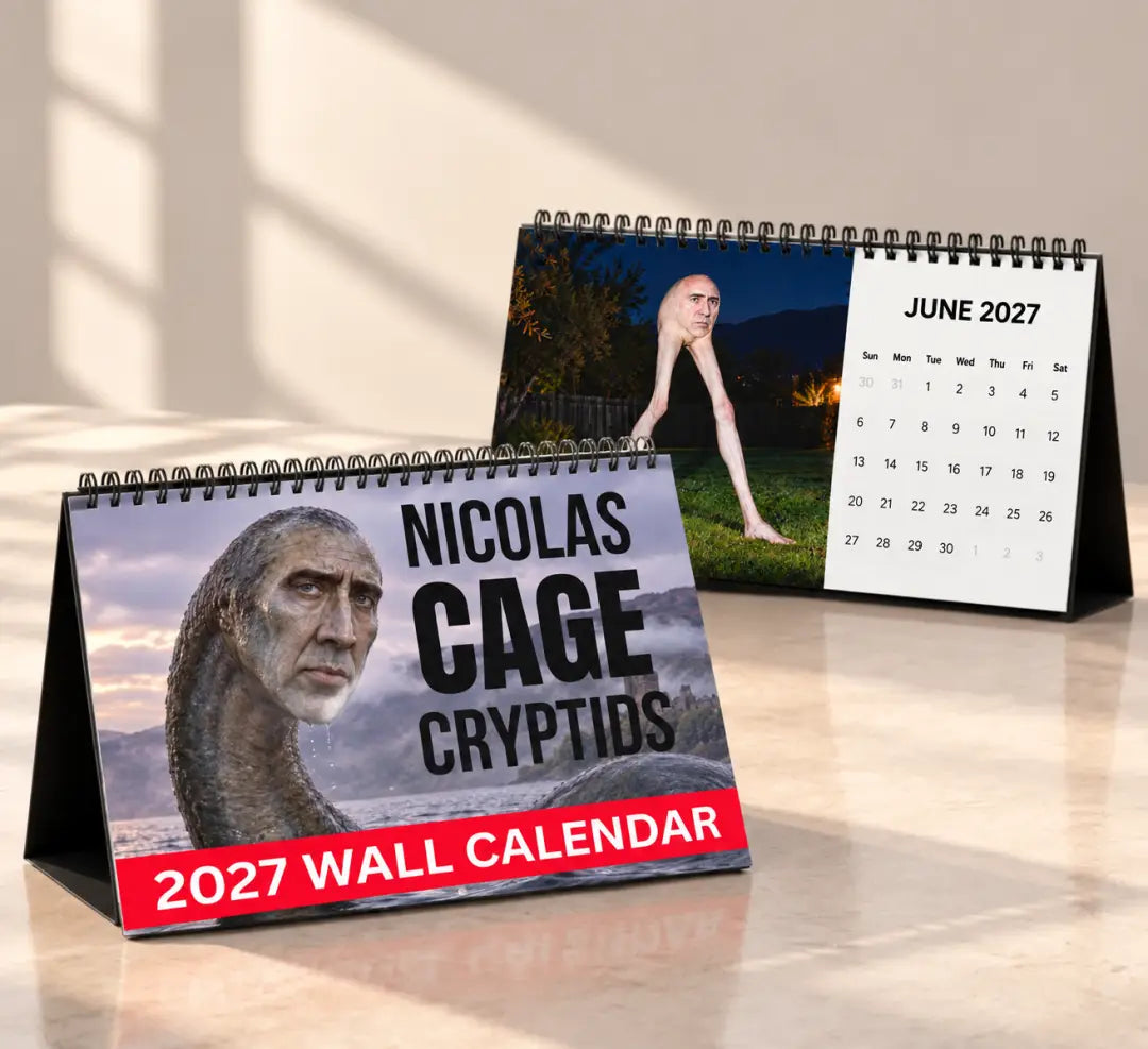 😂 2027 Nic Cage Cryptid Calendar – 12 Months of Legendary Weirdness!