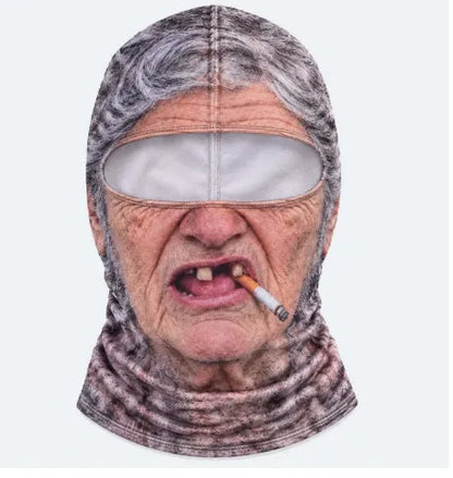 3D Realistic Old Man Face Ski Mask – Funny Winter Balaclava for Skiing & Parties