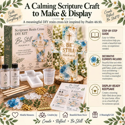✝️🌸 Faithful Floral Resin Cross Craft Set – Complete Beginner DIY Keepsake Kit