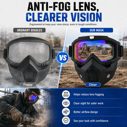 🤿Multi-Functional Protective Face Mask - Auto-Darkening Welding Goggles, Anti-Fog Skiing Shield & Dustproof Yard Work Gear - All-Terrain Safety Mask