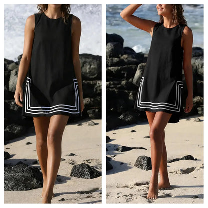 Women's Boho Sleeveless Mini Dress with Pockets