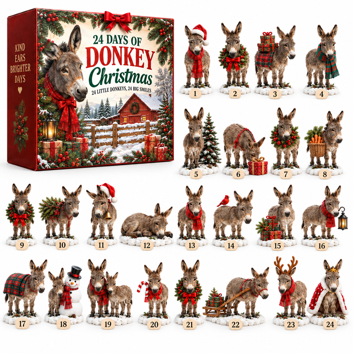 🫏 Kind Ears, Brighter Days — 24-Day Donkey Christmas Collection