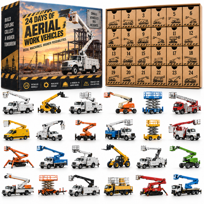 🏗️24 Days of Aerial Work Vehicles Advent Calendar – 24 Unique Construction Equipment Miniatures