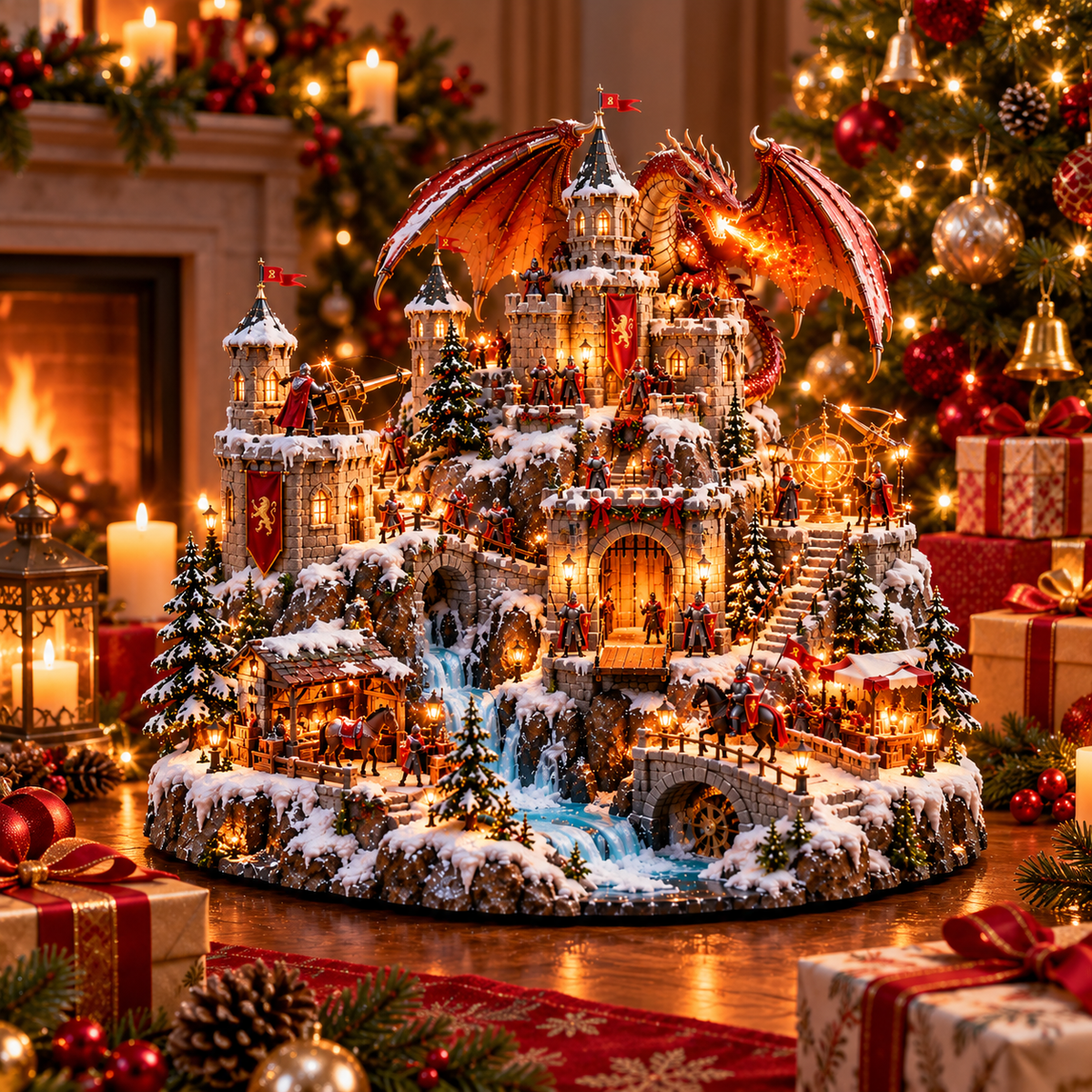 🔥 LAST DAY 49% OFF-🐉🏰 Dragon Kingdom Christmas Castle™ — A Medieval Winter Fantasy Village with Lights