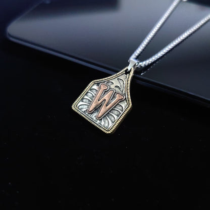 A-Z Letter Pendant Necklace - 22inch Stainless Steel