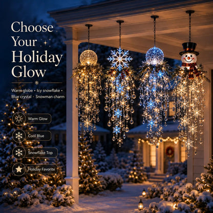 ❄️Crystal Cascade Christmas Light – Hanging Snowflake & Crystal LED Porch Décor ✨