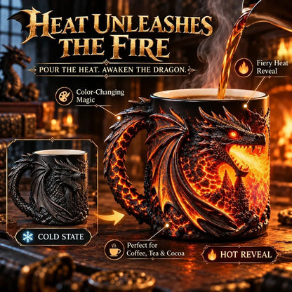 🐉 Dragonfire 3D Heat-Reveal Magic Mug | Add a Hot Drink. Awaken the Dragon！！！🔥