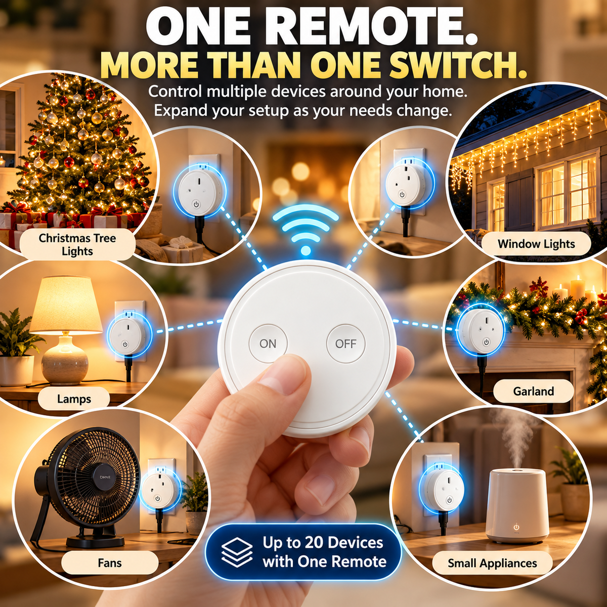 🎄 Wireless Christmas Tree Light Switch – One-Touch Remote Control ✨