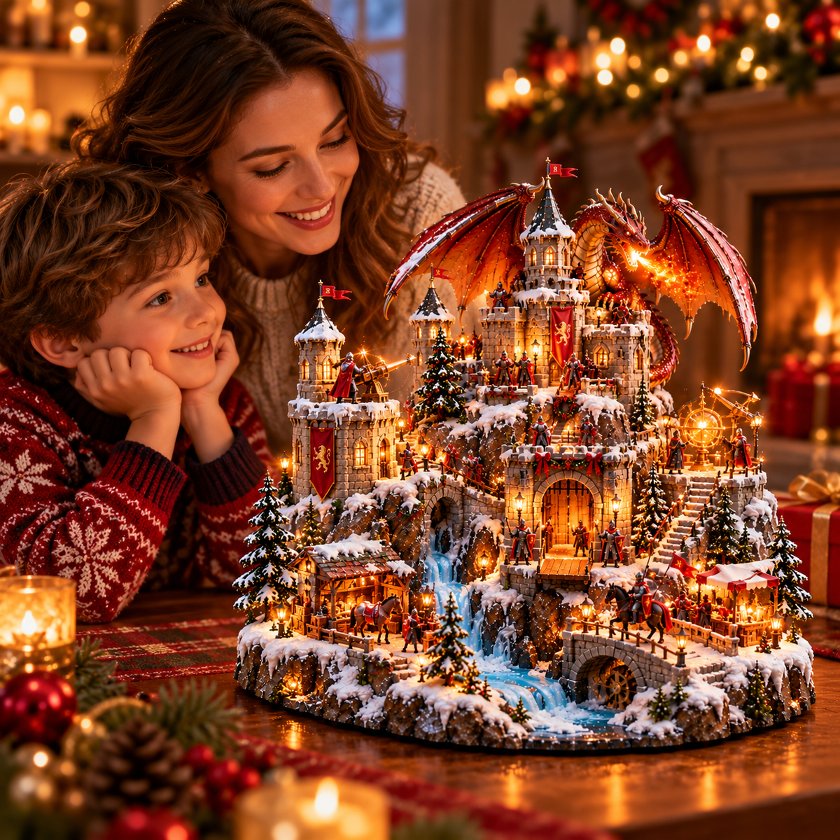 🔥 LAST DAY 49% OFF-🐉🏰 Dragon Kingdom Christmas Castle™ — A Medieval Winter Fantasy Village with Lights