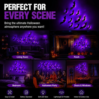 🦇Light Up Your Walls with Halloween Bat Atmosphere Decor