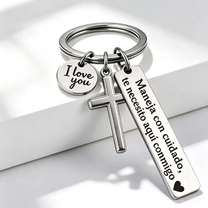 Maneja Con Cuidado Drive Safe Keychain