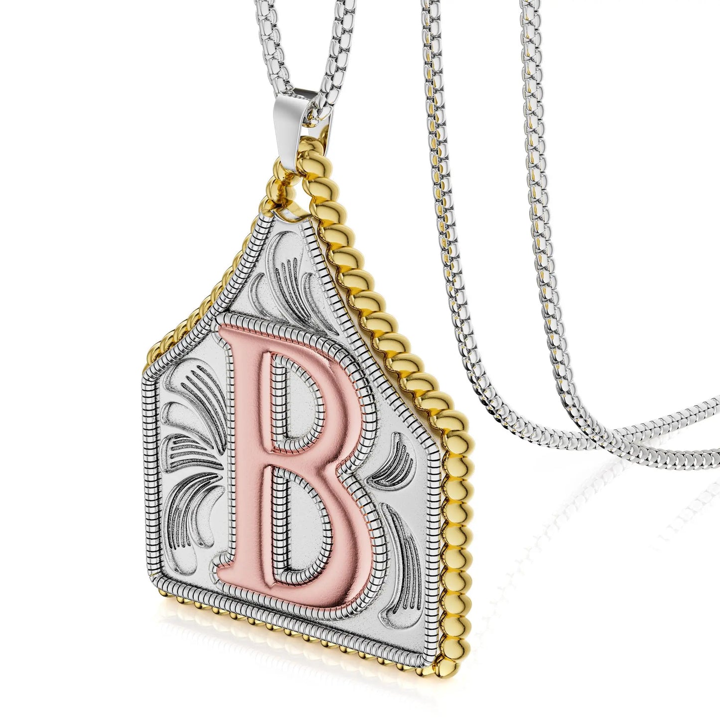 A-Z Letter Pendant Necklace - 22inch Stainless Steel