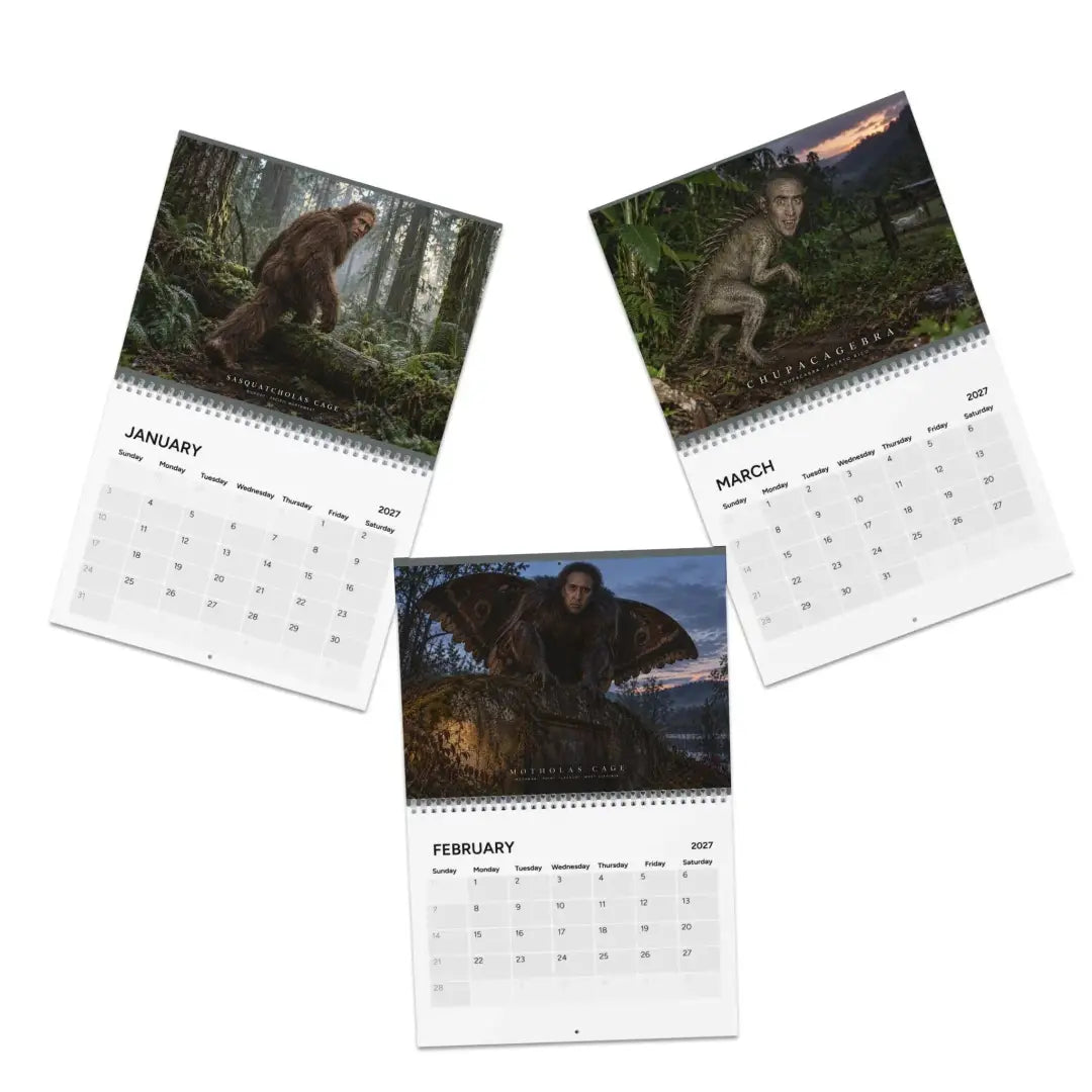 😂 2027 Nic Cage Cryptid Calendar – 12 Months of Legendary Weirdness!