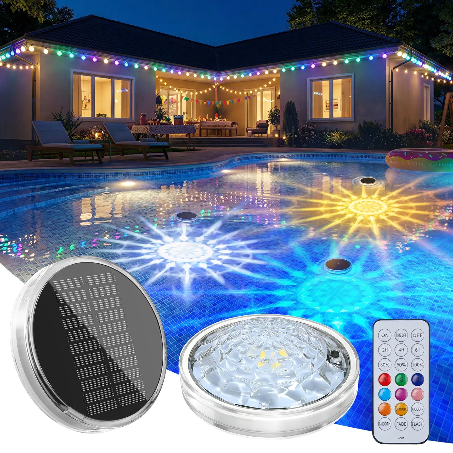 💥49% OFF💥Solar Floating Pool Lights, RGB Pool Lights with Remote Control