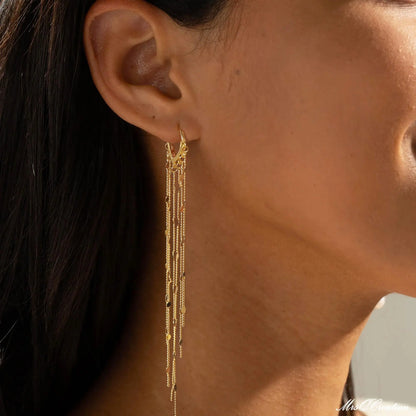 14K Gold Plated Long Tassel Earrings for Women