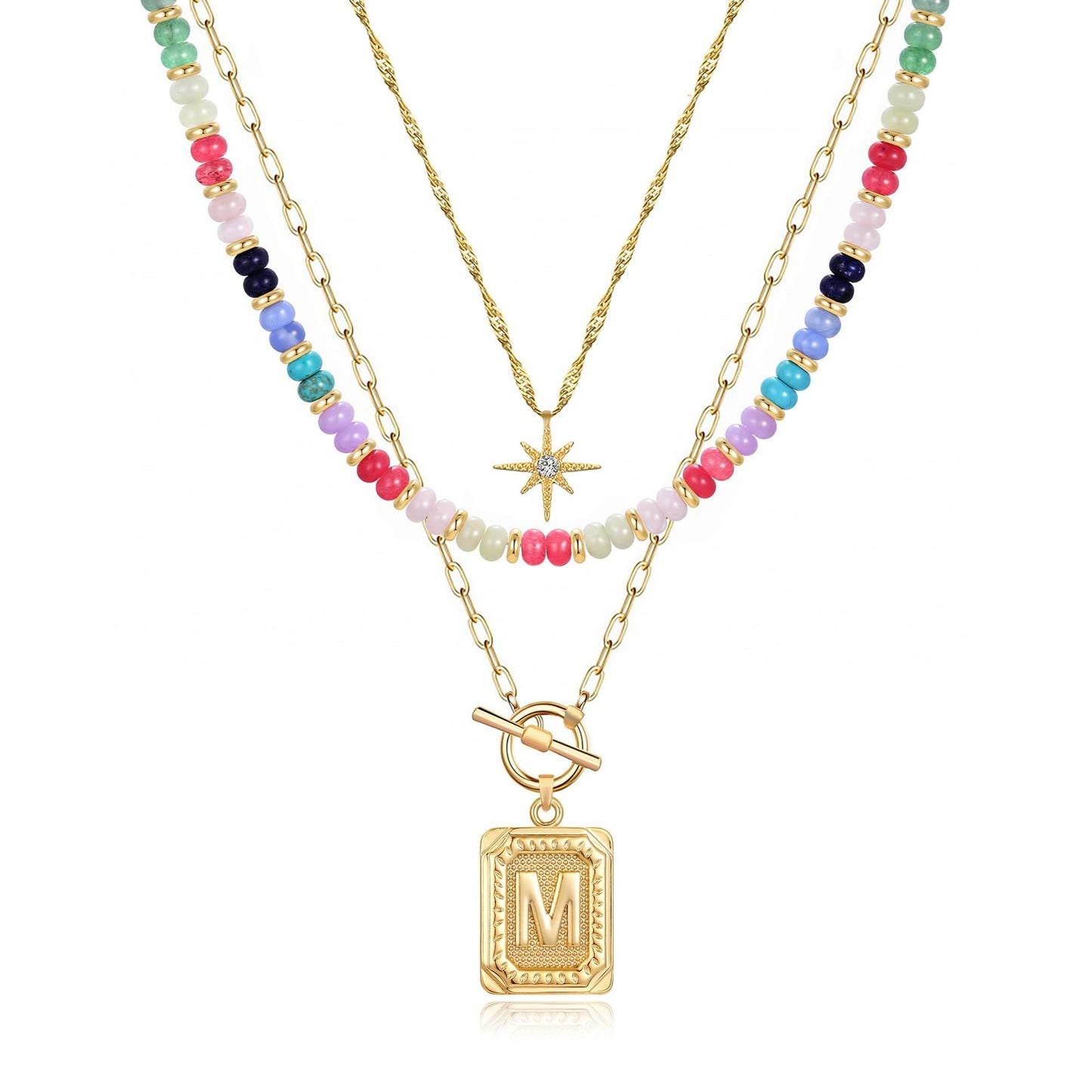 14K Gold Plated Layered Necklaces for Women