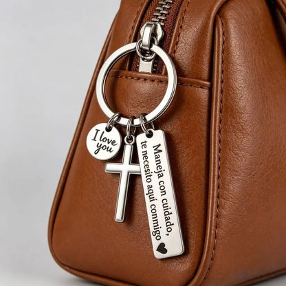 Maneja Con Cuidado Drive Safe Keychain