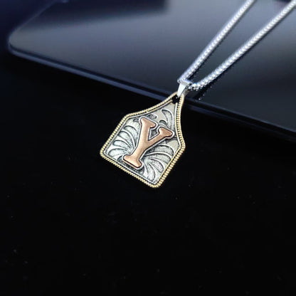 A-Z Letter Pendant Necklace - 22inch Stainless Steel