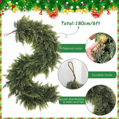 6 FT Artificial Cedar Garland – Realistic Winter Greenery