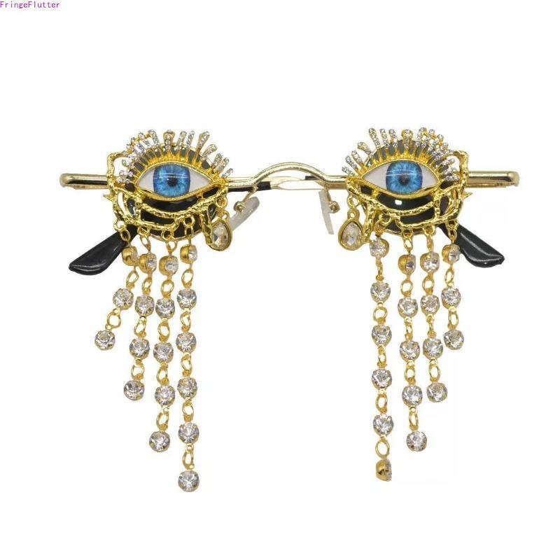 Gothic witch sunglasses with golden tassels