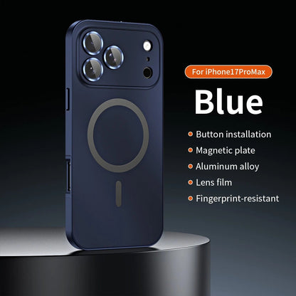 For iPhone 17 Pro Max Air 16 15 14 13 12 Metalic Magnetic Case with Lens Cover