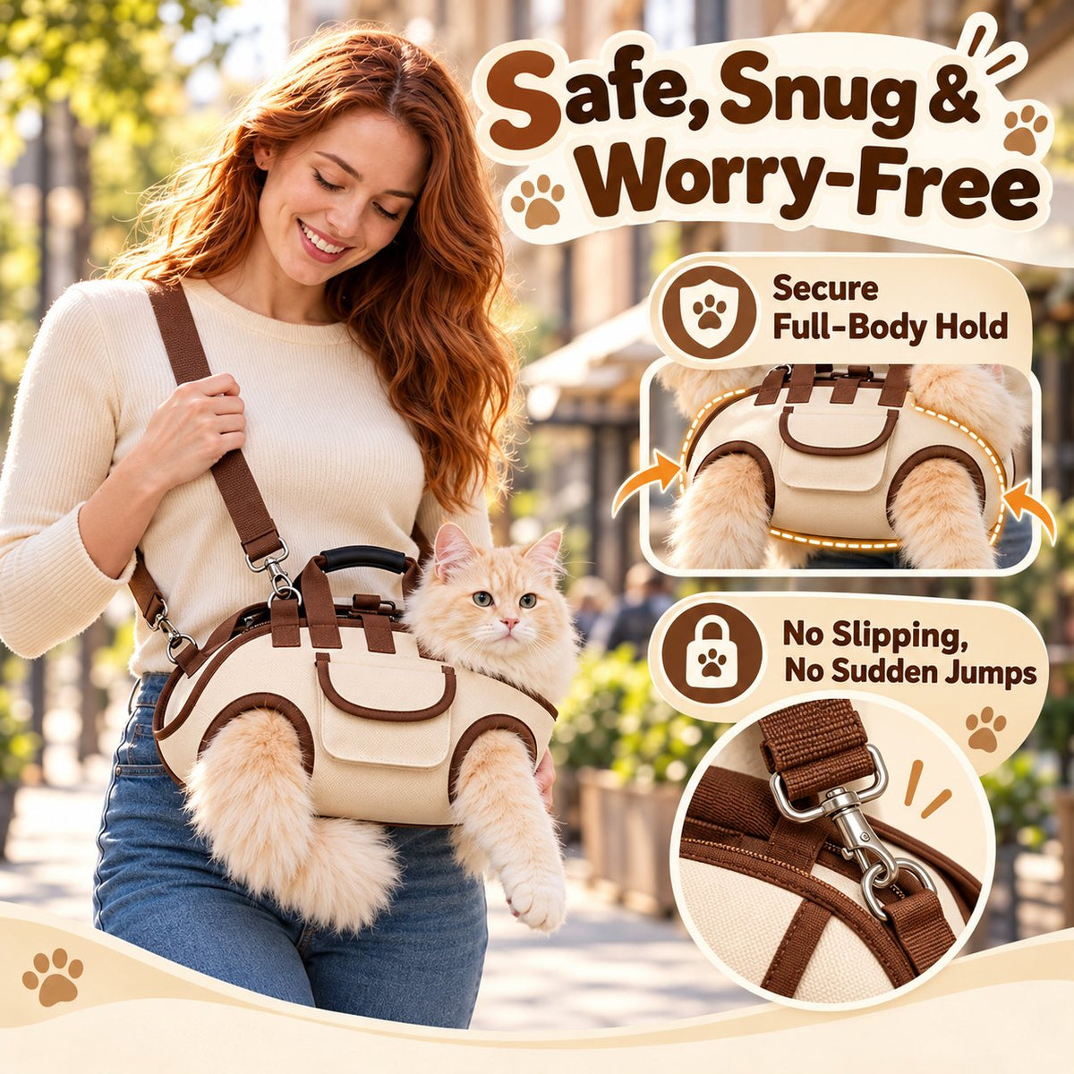 🐾 Hands-Free Pet Sling & Harness Carrier