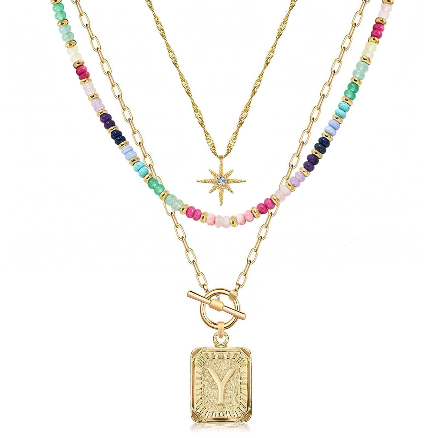14K Gold Plated Layered Necklaces for Women