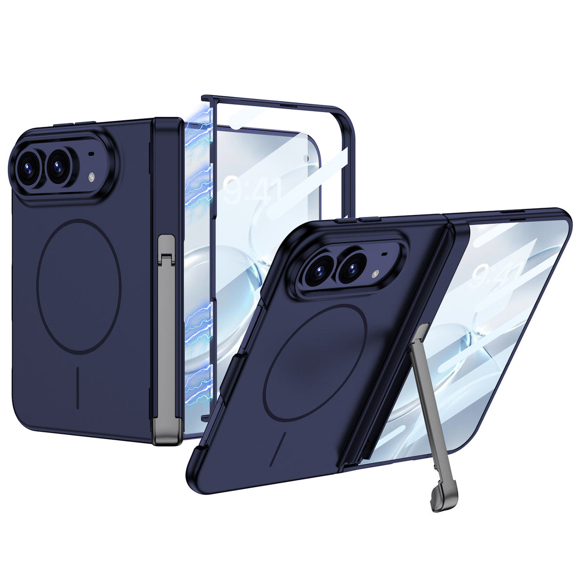 For iPhone Duo -3 In 1 Magnetic Case + Screen Protector & Hinge Stand