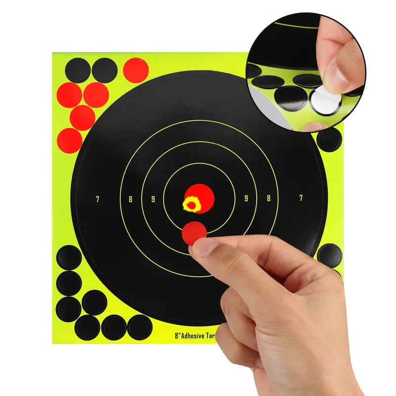 8x8 Inch Self-Adhesive Target Stickers  – Quick Peel & Stick Shooting Paper