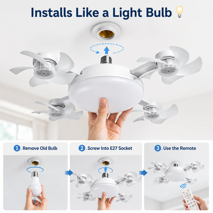 ❄️50% OFF TODAY💡 2-in-1 Ceiling Fan Light 🔧No Wiring • No Tools • Just Screw It In