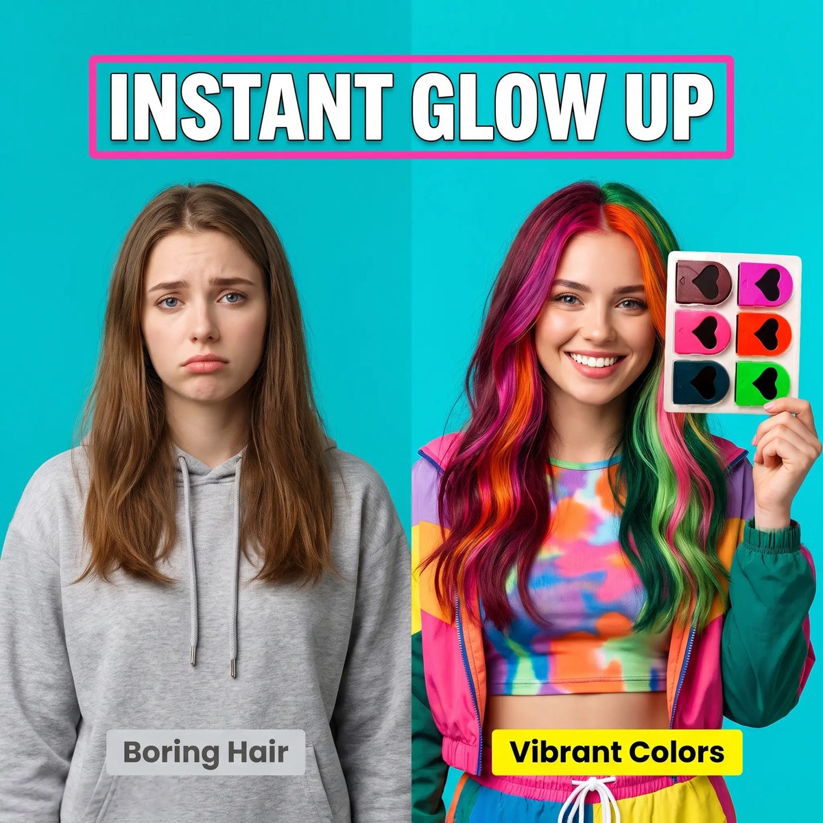 🌈 Washable Hair Chalk Set – Instant Temporary Hair Color for Parties & Festivals