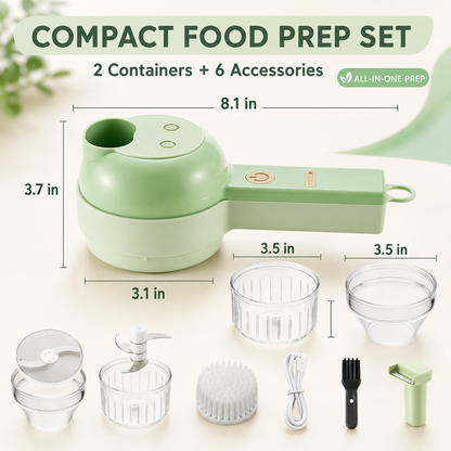 🧄 🌶️4-in-1 Handheld Electric Chopper: Slice, Mince, Peel & Auto-Clean!