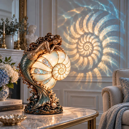 🧜‍♀️ Moon Tide Mermaid Nautilus Lamp