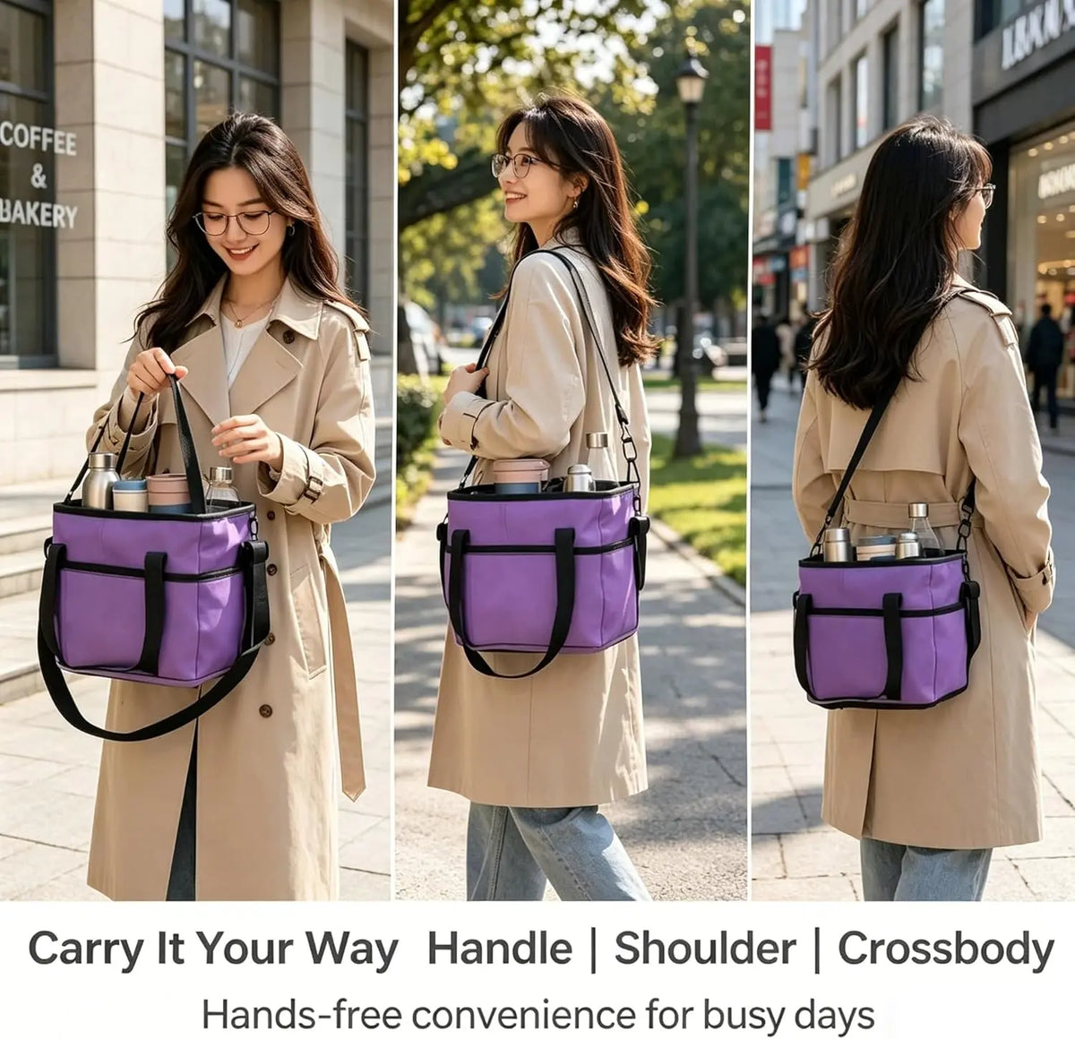 Drink Carrier Bag for 4 Cups with Adjustable Strap