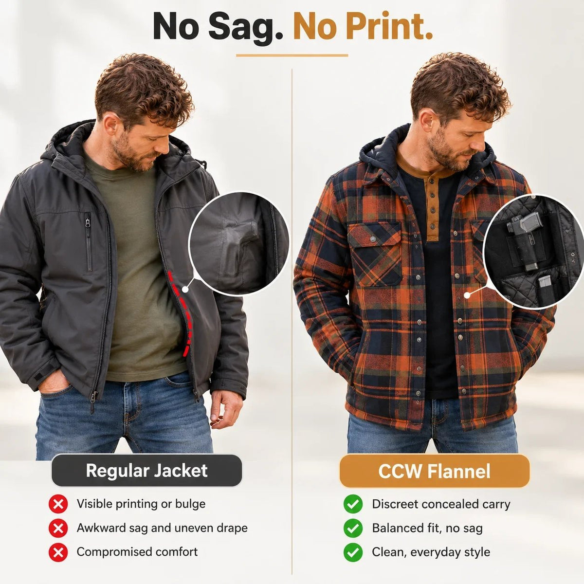 🔥❄️Mountain-Tested Warmth | Concealed Carry Hooded Flannel💥🔫(📦Buy 2 Free Shipping)