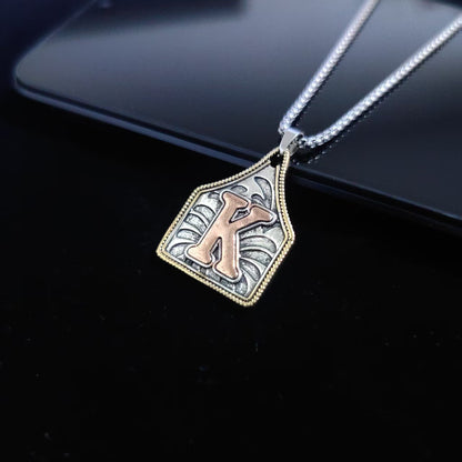 A-Z Letter Pendant Necklace - 22inch Stainless Steel