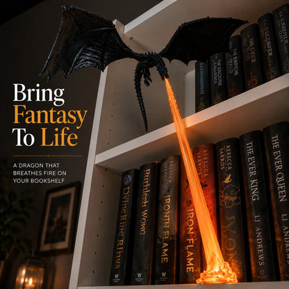 🐉 Fire-Breathing Dragon Bookshelf Lamp – Fantasy LED Shelf Decor