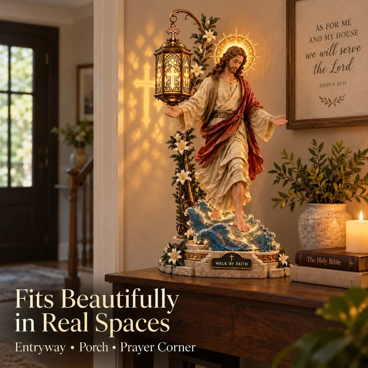 ✨✝️✨ Walk by Faith Jesus Reflection Light – Walking on Water Christian Decor🎁