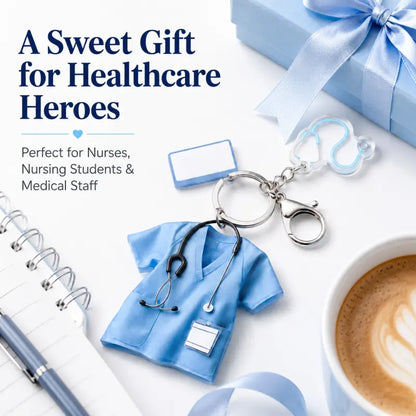 Personalized Nurse Scrub Acrylic Keychain with Stethoscope Charm