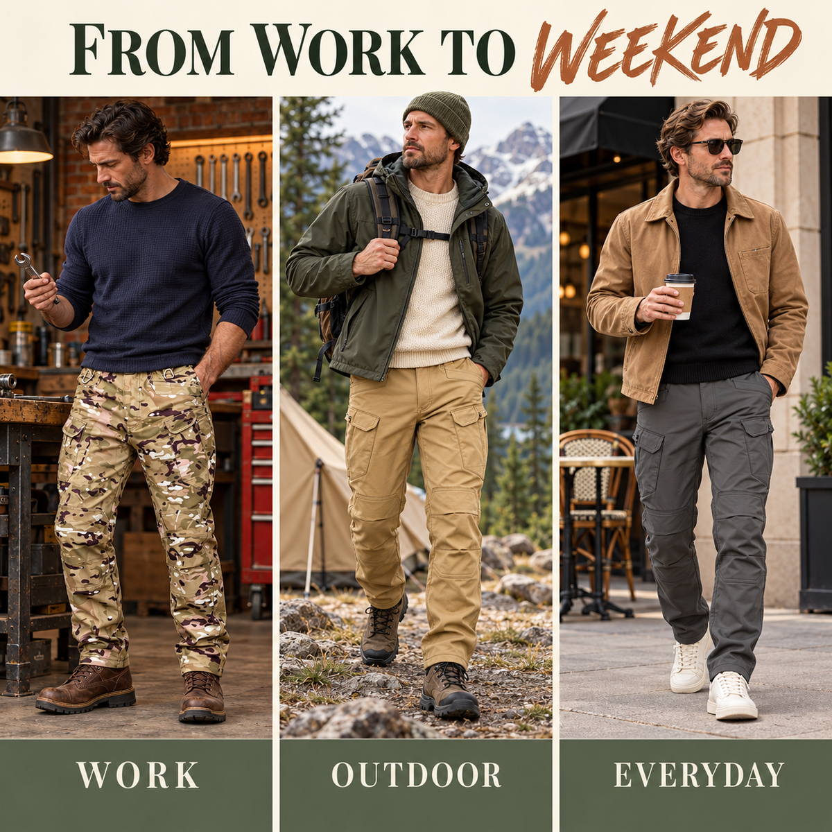 Men's Winter Fleece-Lined Tactical Cargo Pants