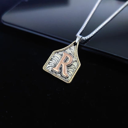 A-Z Letter Pendant Necklace - 22inch Stainless Steel