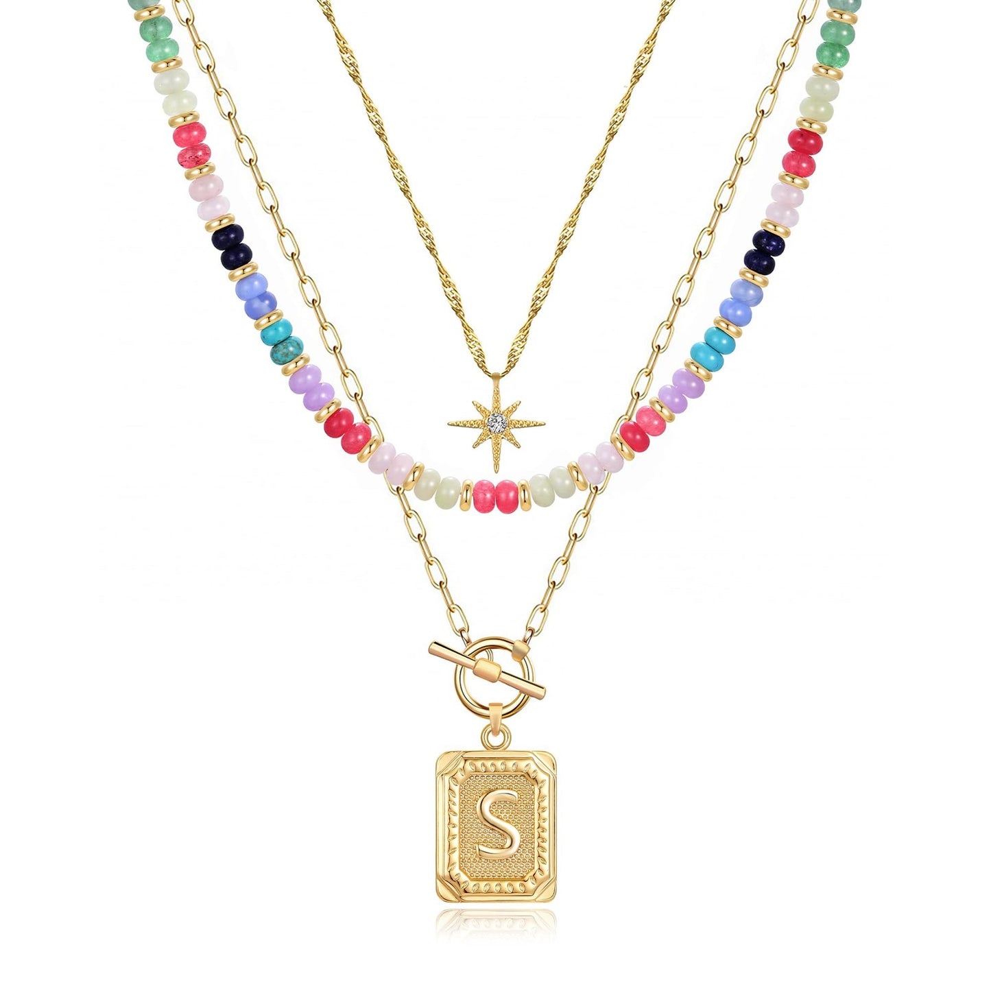 14K Gold Plated Layered Necklaces for Women